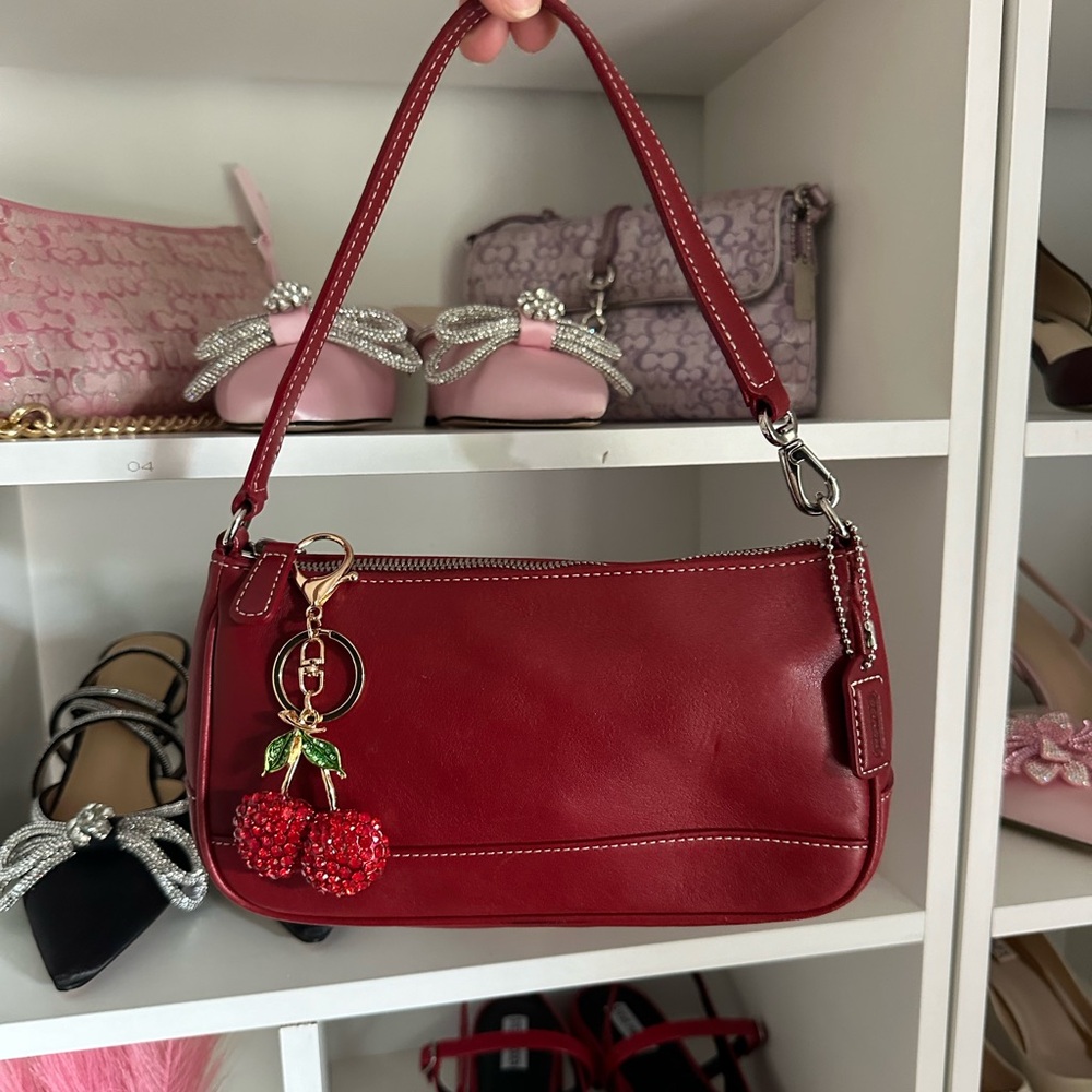 Cherry Red Leather y2k Coach Demi Pouch Bag 🍒